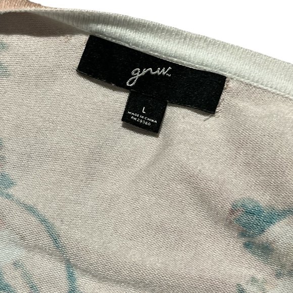 GNW Floral Cardigan Size Large Button Down Pale Pink Very Pretty Rayon - Picture 7 of 13